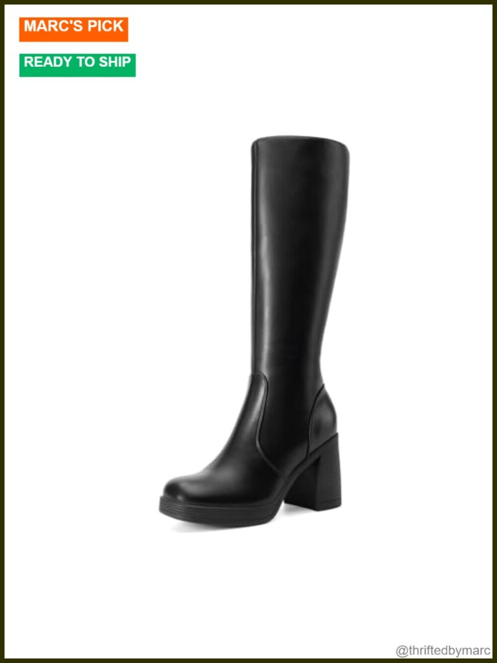 Women's Knee High Platform Heeled Boots Faux Leather Stretchy Shaft